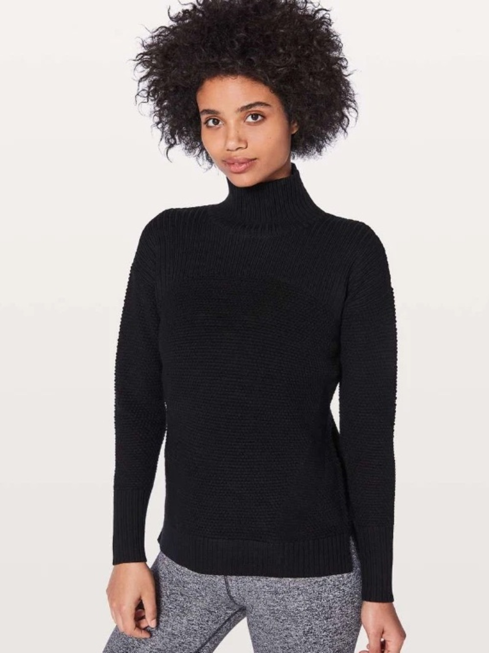 Lululemon Warm & Restore Sweater Black Washable Merino Wool Turtleneck Size 2